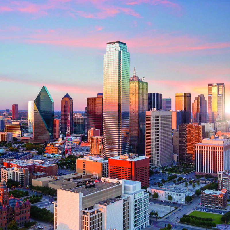 Cityscape at sunrise